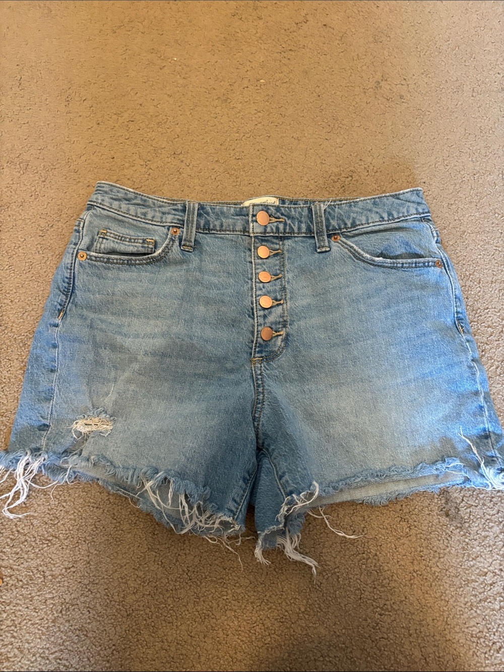 Universal Thread Light Blue High-Rise Button-Front Denim Shorts
